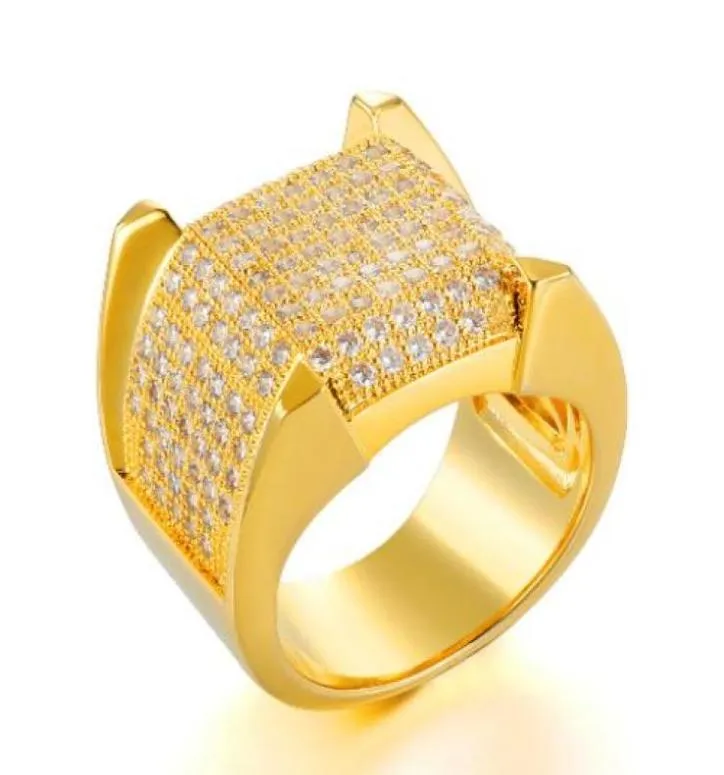 Ny personlig 18k guldpläterad herr diamant isad ut man ringar kubiska zirkonia hiphop -rappare pinky ring för män smycken gåvor fo4426896