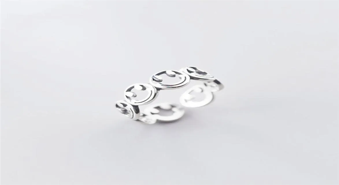 Solo Retro-thai Memory Happy Creative Anelli di apertura riscattabili in argento sterling 925 femminile Sri5482618346