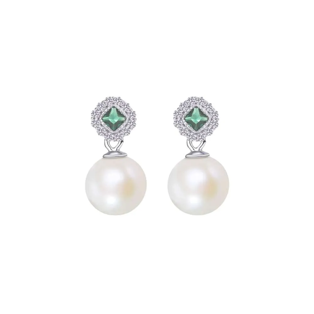 Swarovski Oorbellen Designer Dames Originele Kwaliteit Charme Diamant Ingelegde Grijze Parel Oorbellen Grootmoeder Groene Diamant Witte Parel Oorbellen