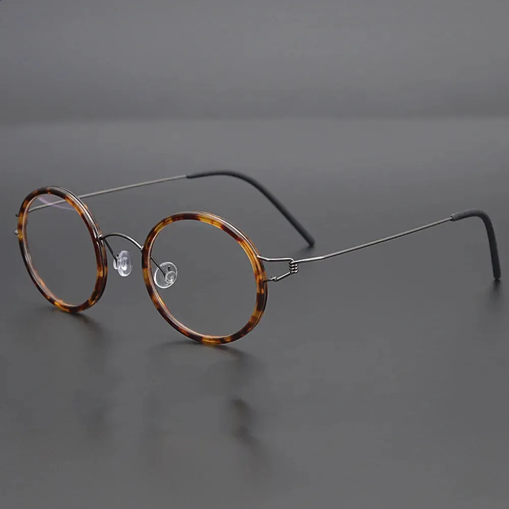 Dänemark Brillengestell Herren Damen Schraubenlose Brillen Ultraleicht Retro Runde optische Brillen Handgemacht Designer Spektakel 240119
