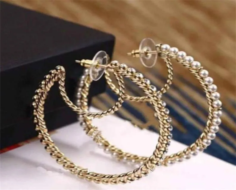 Fashion brand Have stamps moon pearl hoop earrings aretes for lady women party wedding marry jewelry engagement lovers gift with b3635678