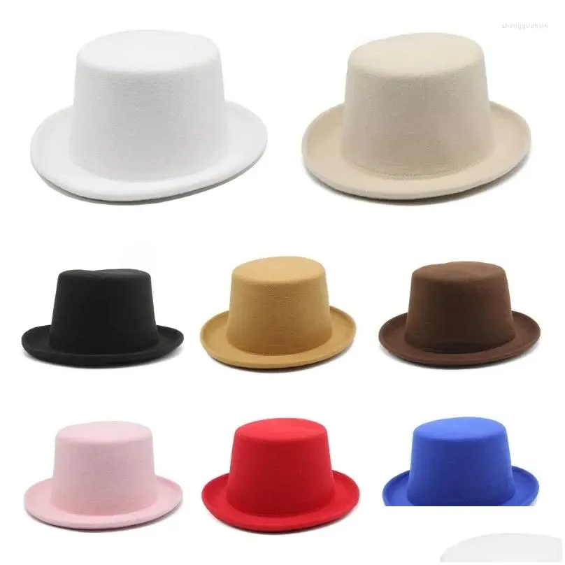 Bérets Chapeau Fedora en laine pour femmes et hommes, spectacles sur scène, casquette de fête à thème Gentleman, bals masqués, habillage Panama, livraison directe Dheq0