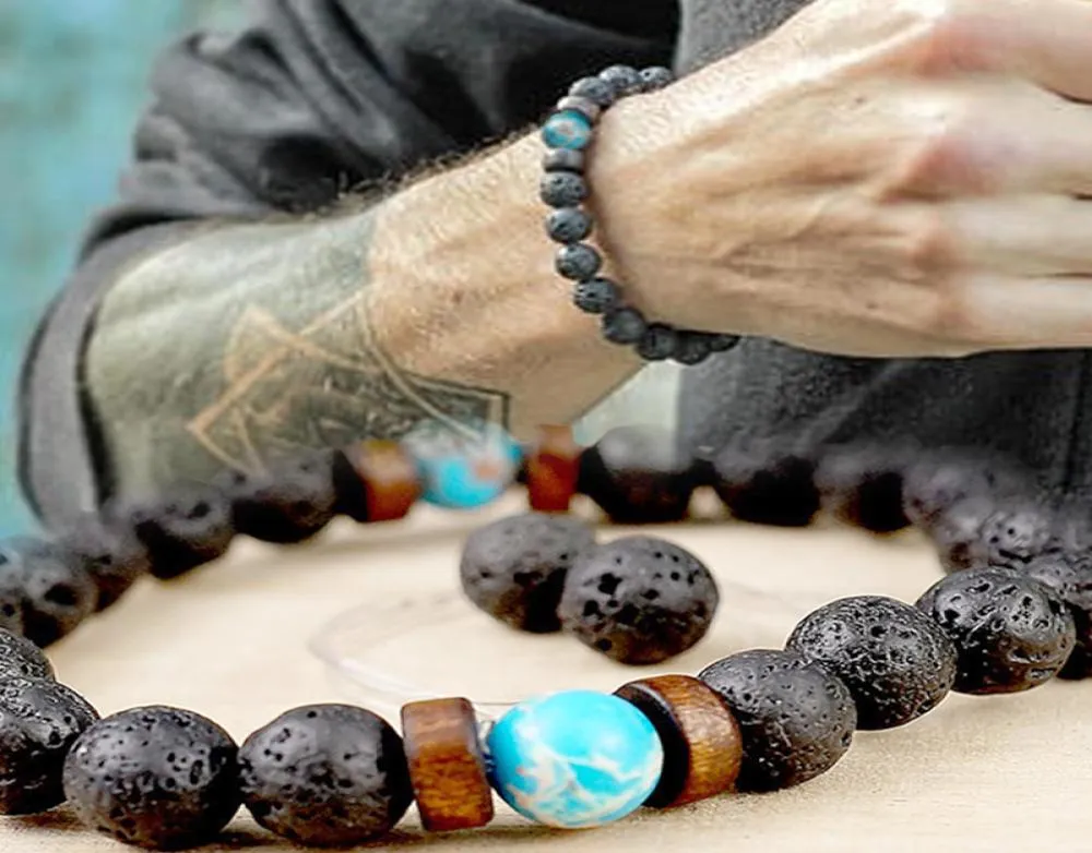 Lava Stone Beads Imperial Jasper Buddhist Diffuser Bracelet dla mężczyzn6427640