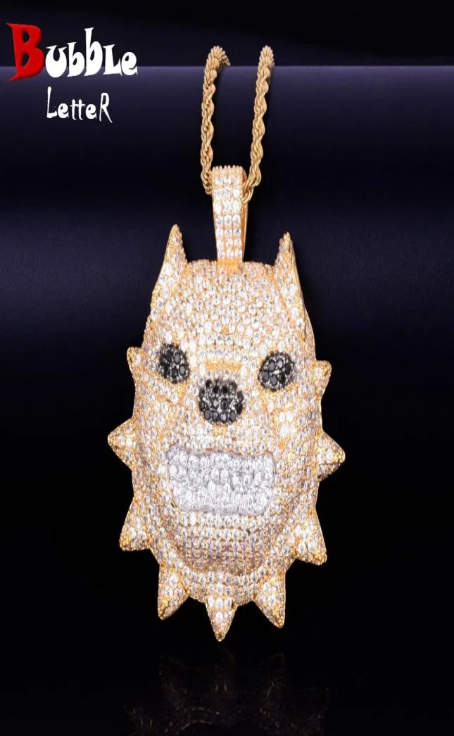 Animal Dog Necklace Rock Street Jewelry Gold Color Charm Material Copper Cubic Zircon Hip Hop Jewelry With Rope Chain9148344
