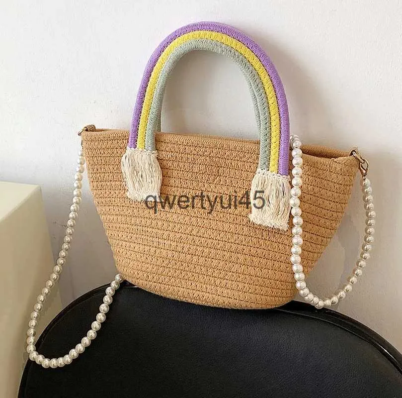 Schoudertassen Zomer Beac Straw andbags Vrouwen ig Capaciteit Fasion Vrouwelijke Crossbody Soulder Bag Kwaliteit Designer Pearl Cain ToteH24218