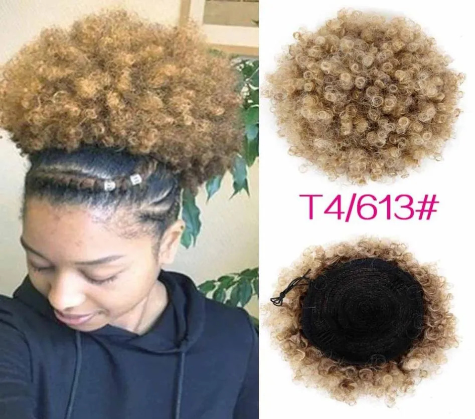 Capelli ricci sintetici Coda di cavallo Afroamericano Corto Afro crespo Riccio Avvolgente Coulisse sintetica Soffio Coda di cavallo Estensioni dei capelli3544243