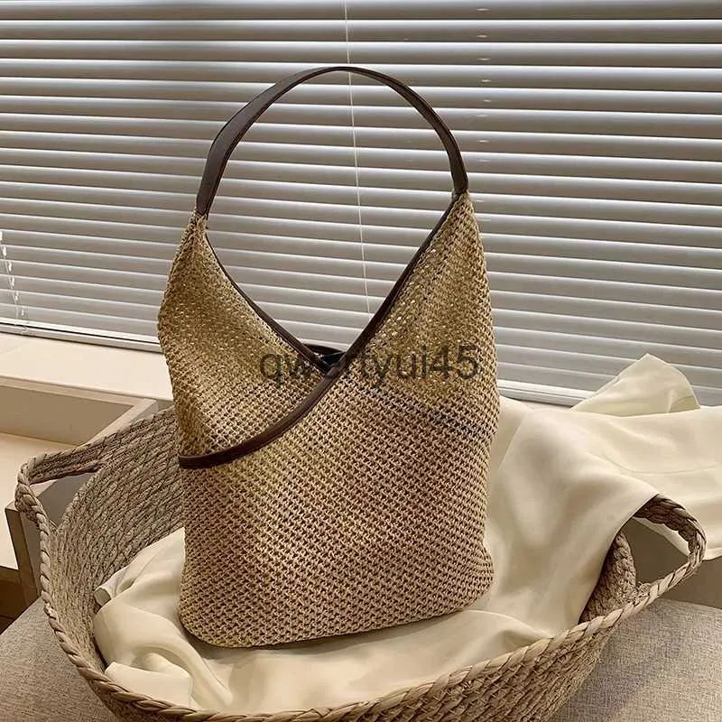 Totes Fasion Straw Women Soulder Bags Paper Woven Female and Bags stor kapacitet Summer Beac Casual Tote Pures 2023H24218