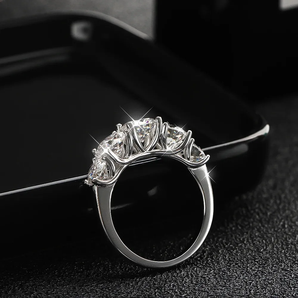KNOBSPIN 5 Steine 36CT D Farbe Ringe für Frauen Funkelnde Diamanten mit Zertifikaten 925 Sterling Silber Ehering 240202