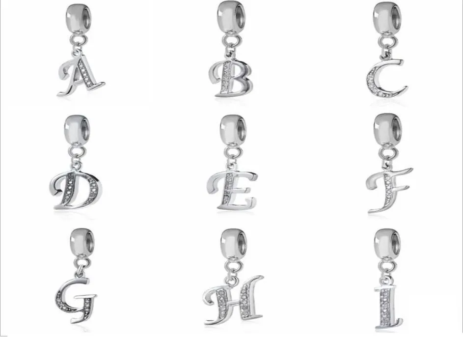 Breloques lettre pour Bracelets collier authentique argent Sterling 925 pendentif A-Z perles bricolage breloques Alphabet pour la fabrication de bijoux 8847007
