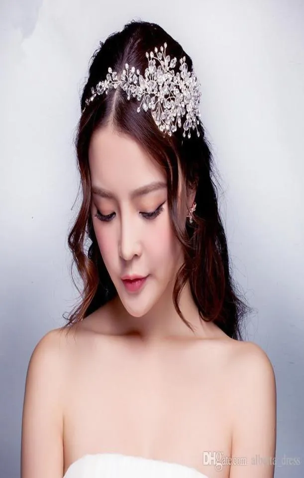 2018 Bridal Hair Accessories Tiara Crown Headband Princess Headpieces Wedding Faux Pearls For Party Banquet Pearls Korea 8576459