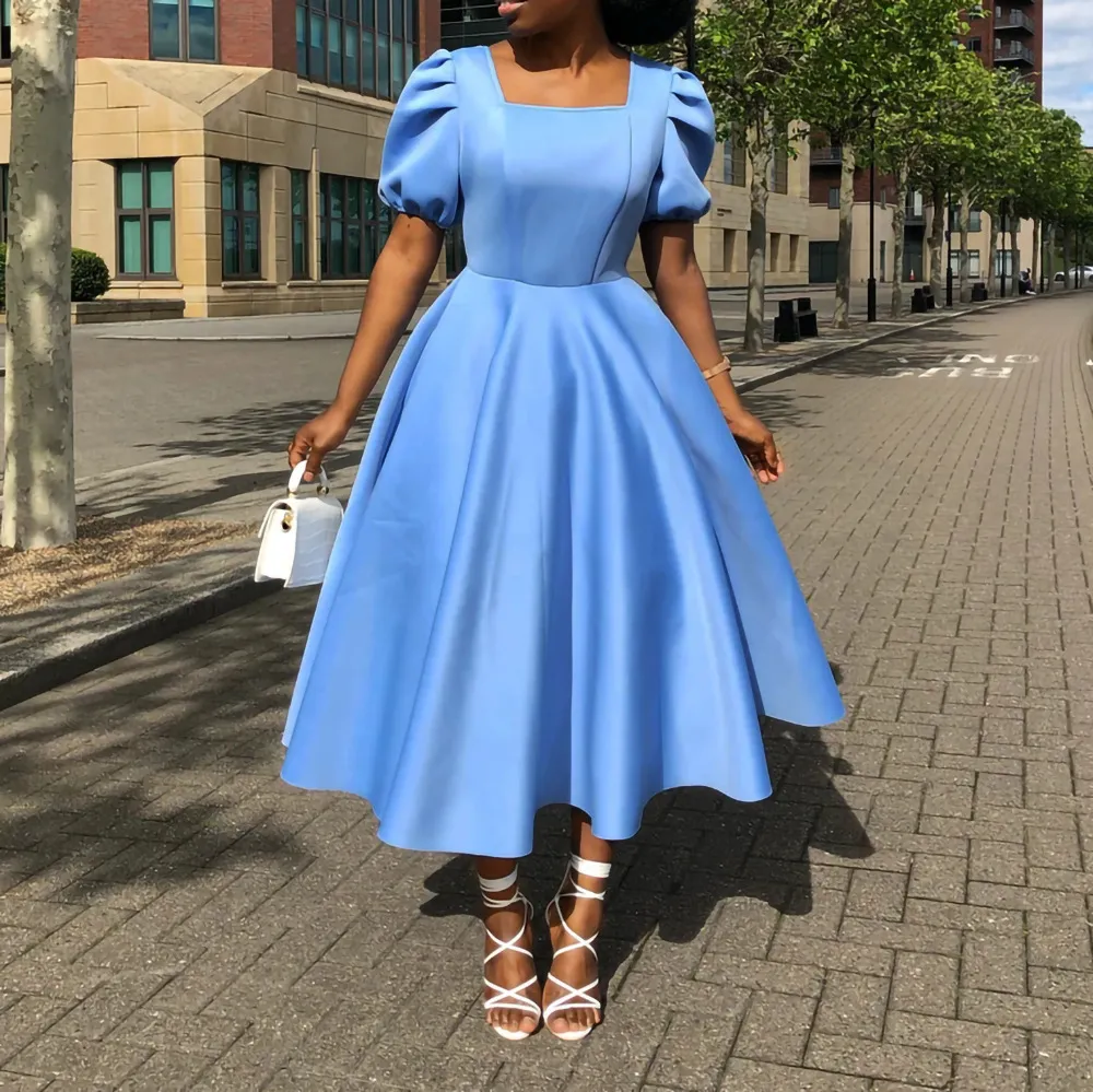 square neck bridesmaid dress with sleeves Abbie Dress in Seaglass Chiffon – Ivy City Co main image 0