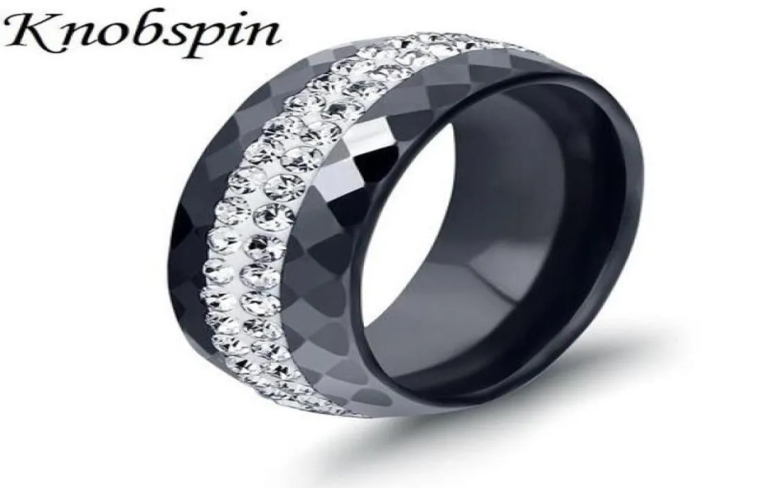 8mm Blackwhite Colors Ceramic Ring inlaid Zircon Simple Stylish Wedding Engagement Ring Charm Women Män smycken USA Storlek 6984005887252517