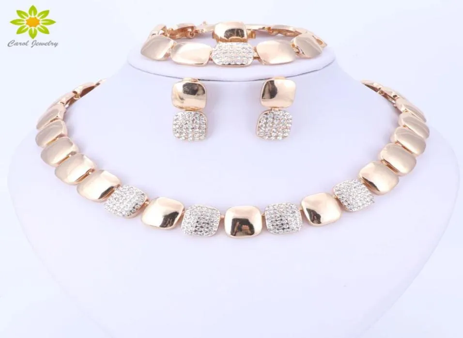 Conjuntos de joyería de Color dorado de Dubái, cuentas africanas de boda nigerianas, conjunto de joyería nupcial de cristal para mujer, fiesta de boda 5291996