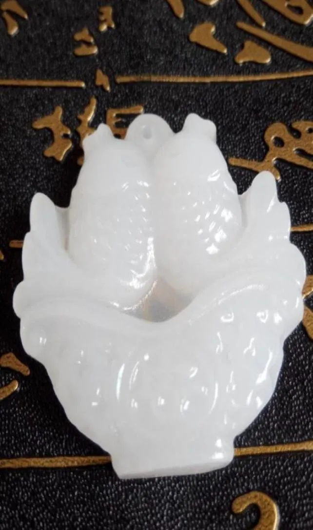 China039s xinjiang an white jade Pisces peace pendant with D33670204