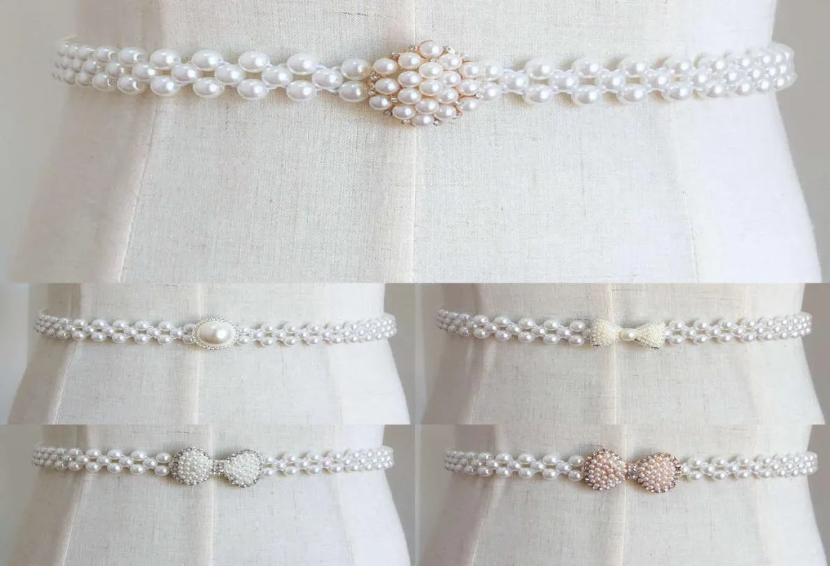 Perle mode ceinture puissance femmes 039s noeud décoration imitation avec drs chemise chaîne tricot taille cover1657203