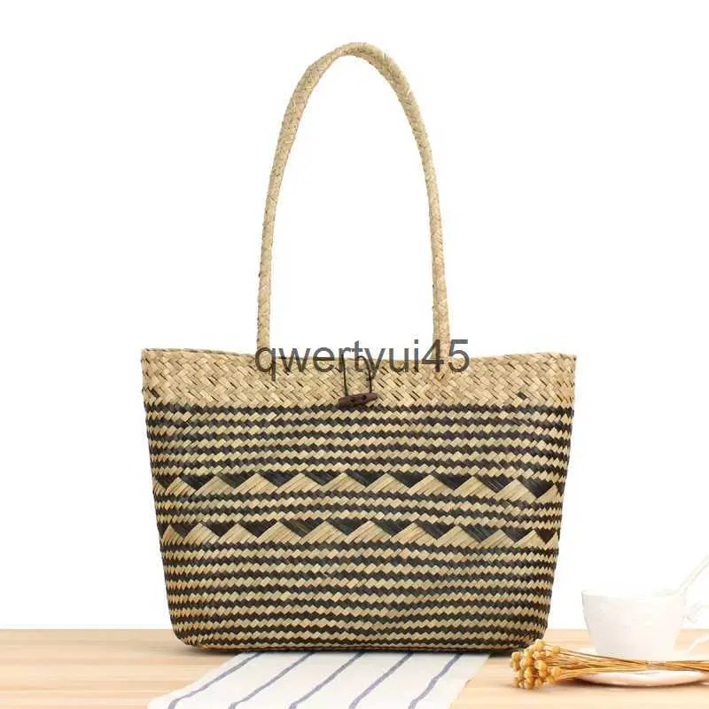 Totes Ny fasion Kvinnor Soulder Bag IG Quality Boemian Summer Straw Beac Designer Kvinnlig randig andbag Sopper PurseH24218