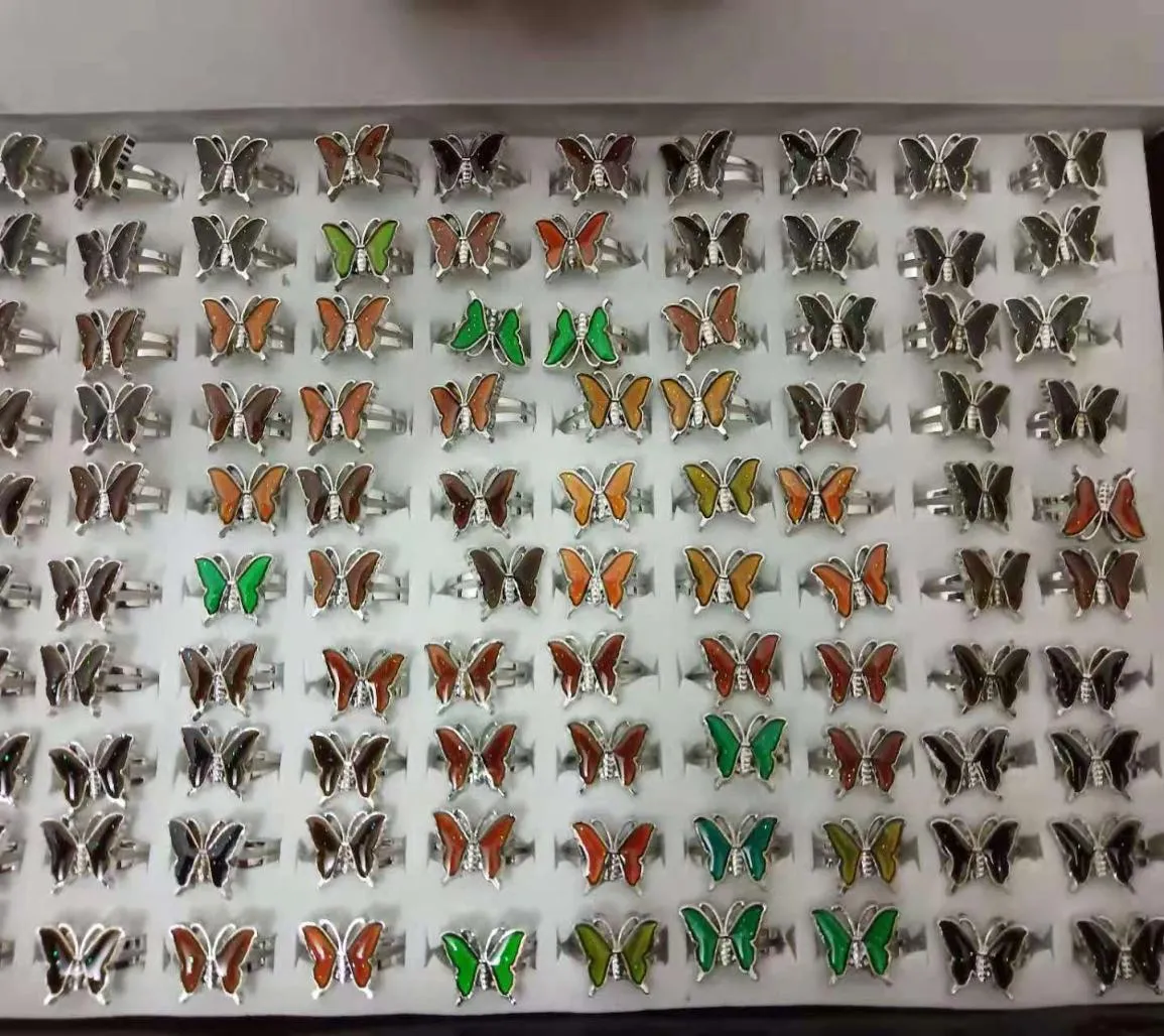 vlinder Sieraden Stemmingsringen verstelbaar van kleur veranderend Modieuze ringen voor mannen en vrouwen geheel 4414756