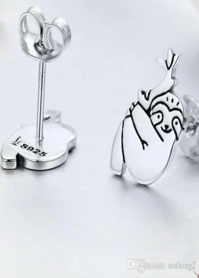 FashionJewelry S925 Sterling Silver Stud أقراط Sloth Animals Stud أقراط للنساء الموضة في 1405235