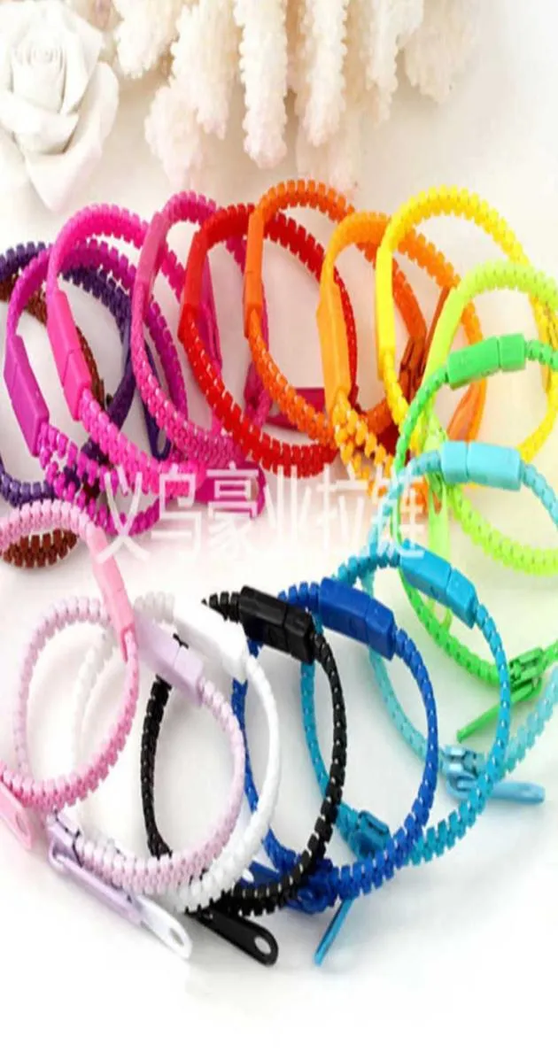 Sensory Toys Solid Zip Zipper Armband Alla åldrar Stress Reliever Bangle Wristband Bright Candy Colors Armband1086306