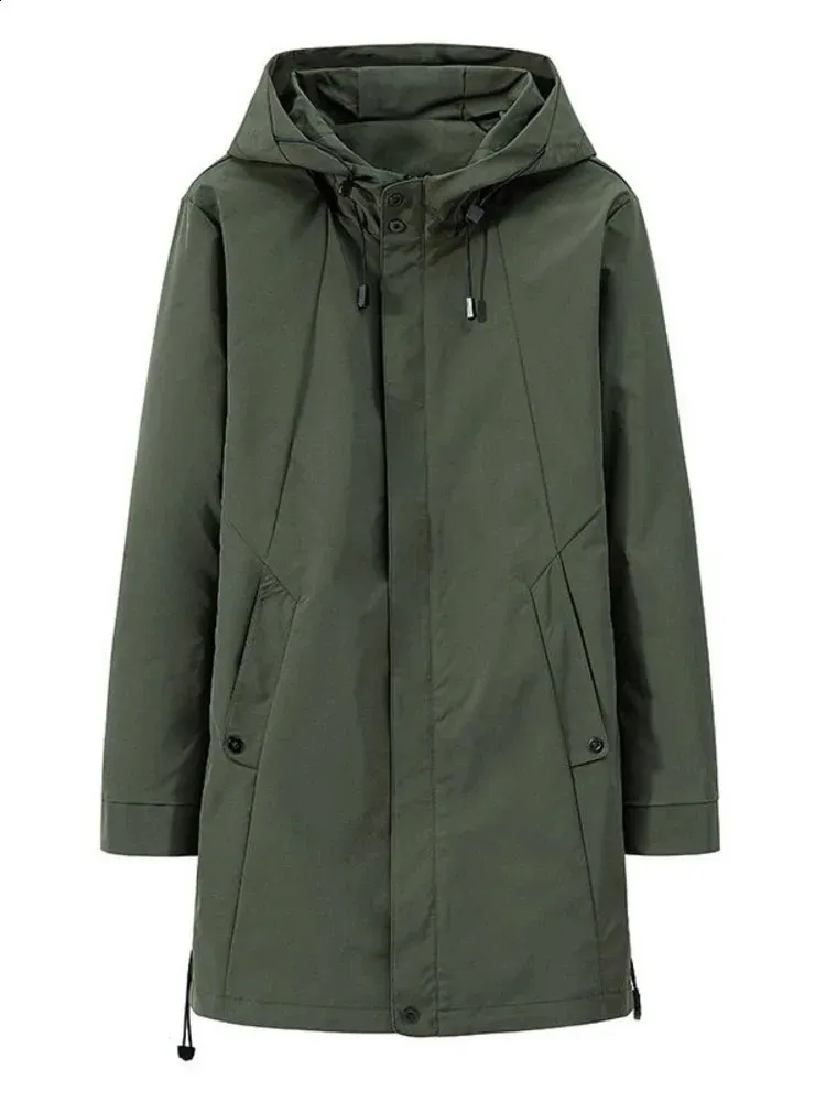 Mannen Capuchon Hoge Kwaliteit Geul Windjack Casual Knappe Winddicht Trenchcoat Heren Lente Herfst Mid Lengte Jas 240124