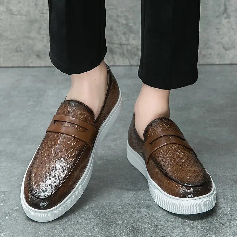 Spring Classic 7922 Męskie Casual Penny Slip-On Mokejczy Driving Mash Mężczyzna Wygodne skórzane leniwe sukienki biznesowe