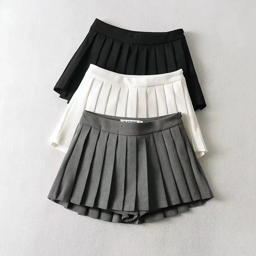 Été taille haute jupes femmes Sexy Mini jupes Vintage jupe plissée coréen Tennis jupes courtes blanc noir 240202