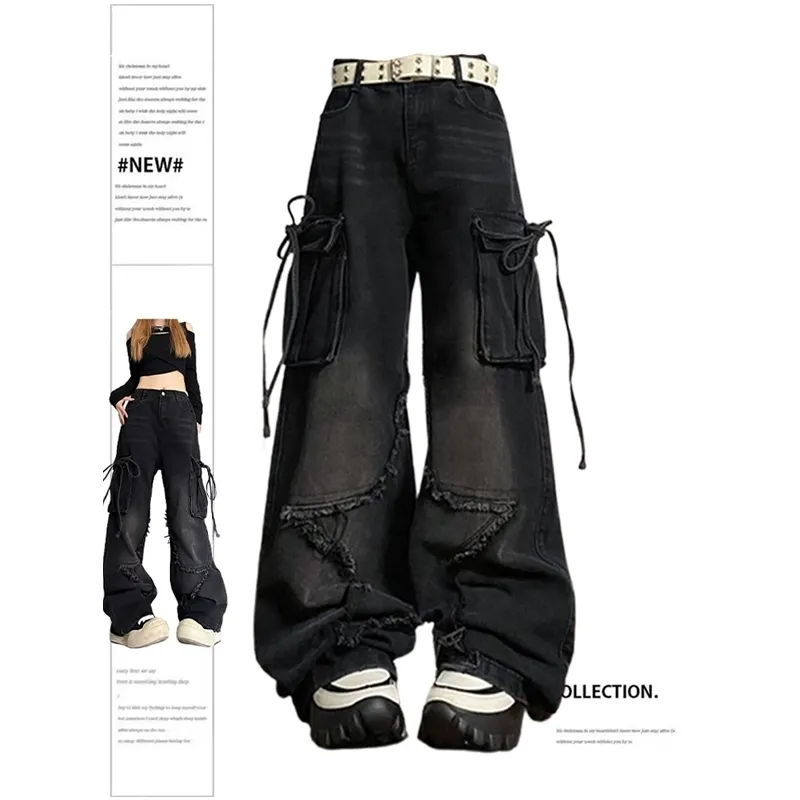 【SATIIIZ】Tyke Vintage Cargo Denim Pants DHgate.com:Gothic Starry Sky Cargo Jeans: Y2K Vintage