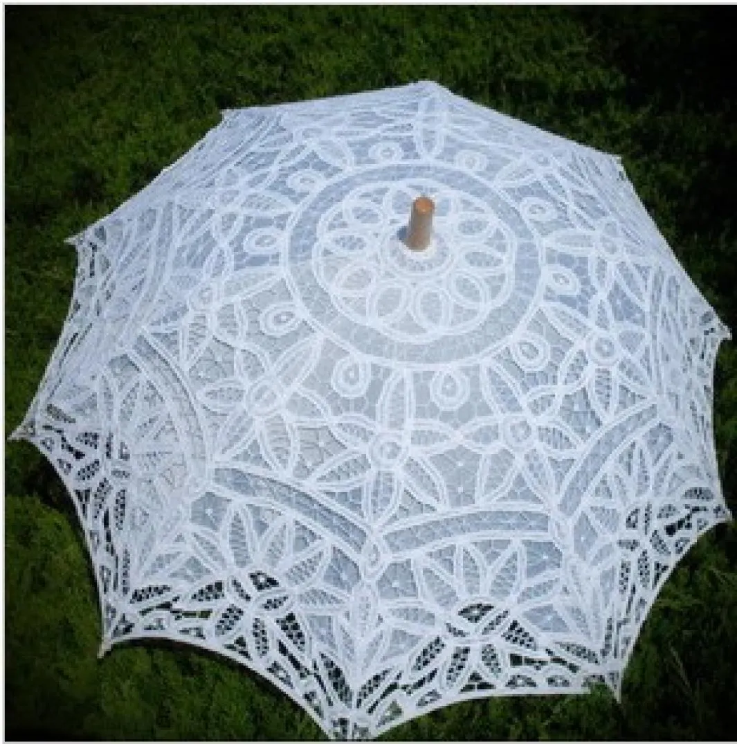 Parasols de mariée en dentelle Parapluie de mariage blanc ivoire Nouveau parasol Accessoires de photographie 82 cm de diamètre 68 cm de longueur Belle mariée Ac4385248