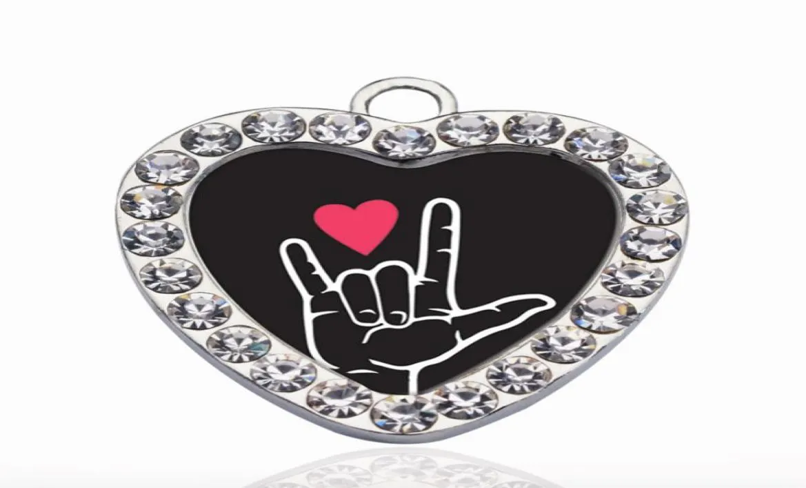 I LOVE YOU SIGN LANGUAGE INTERPRETER CIRCLE CHARM Charms DIY Jewelry NecklaceBraceletsChoker Making Handmade6210582