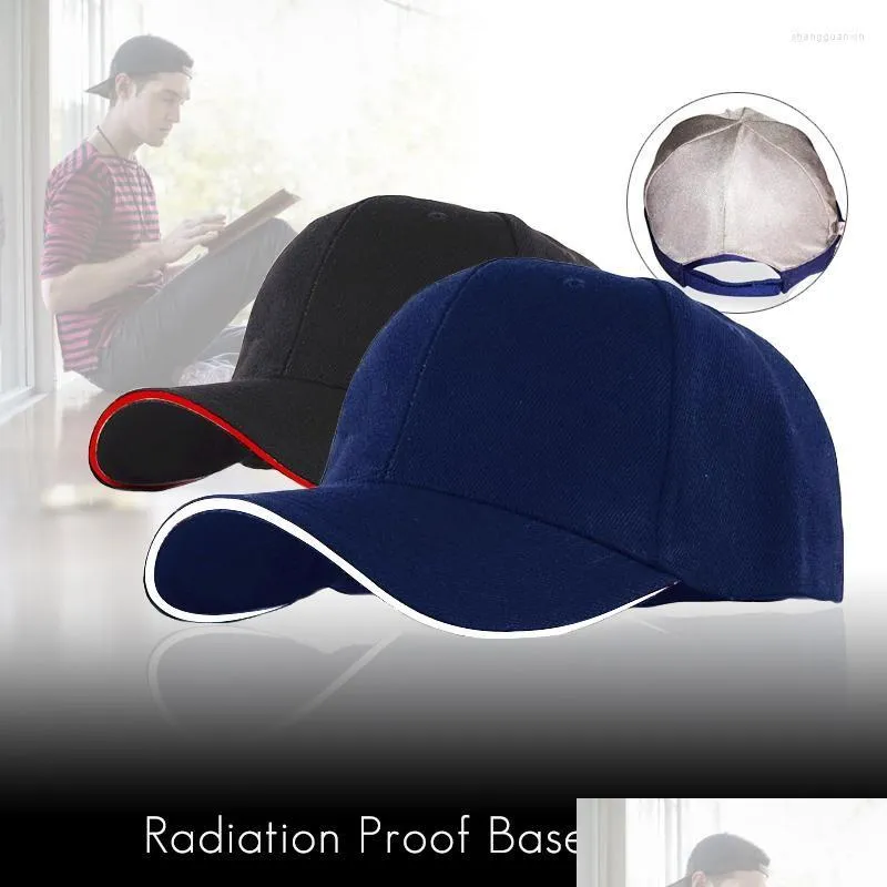 베레트 방사 방사 방사 캡 EMF 보호 모자 RF/전자 레인지 야구 유니 RFID 차폐 모자 드롭 배달 DHC73