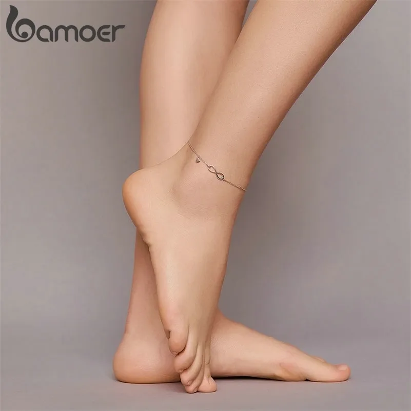 REAL 925 Sterling Silver Infinite Chain Foot Jewelry for Women Anti-Allergy Anklet Foot Armelets Summer Jewelry SCT019 240202