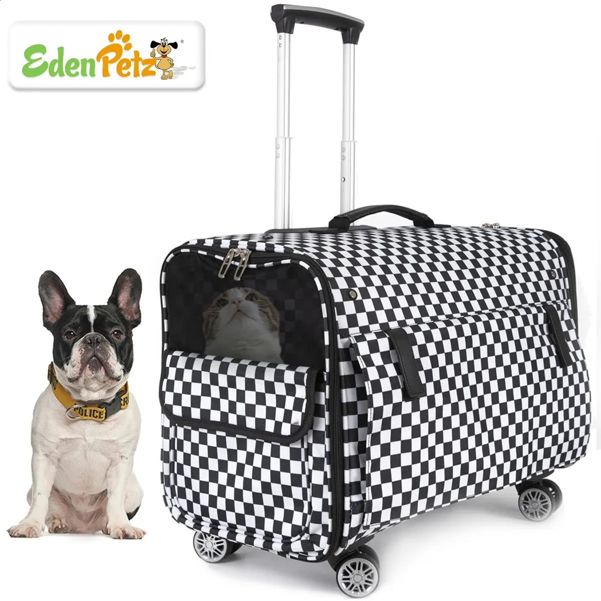 Carrello per cani di grandi dimensioni carico 15 kg 4 ruote universali passeggino borsa per gatti valigia con ruote per custodia da viaggio grande 240131