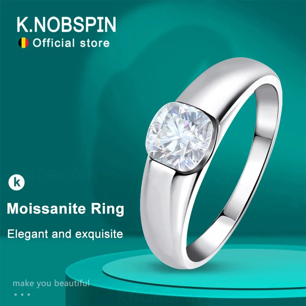 KNOBSPIN 1ct D Farbe Kissenringe für Frauen Verlobung Hochzeit Schmuck Labordiamant mit GRA 925 Sterling Silber Ring 240202