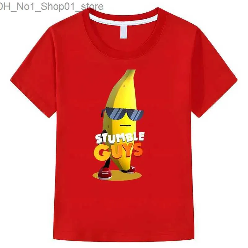 T-shirts Stumble Guys T-shirts filles garçons dessin animé banane décontracté à manches courtes hauts enfants Stumble Guys jeux T-shirts y2k filles garçons vêtements Q240218