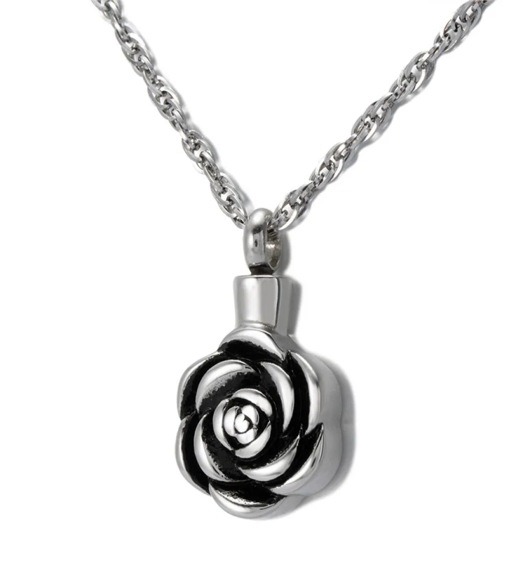 Cremation Jewelry Rose Urn Necklace for Ashes Keepsake Memorial Pendant Locket Stainless Steel Waterproof Remembrance Necklace3558750