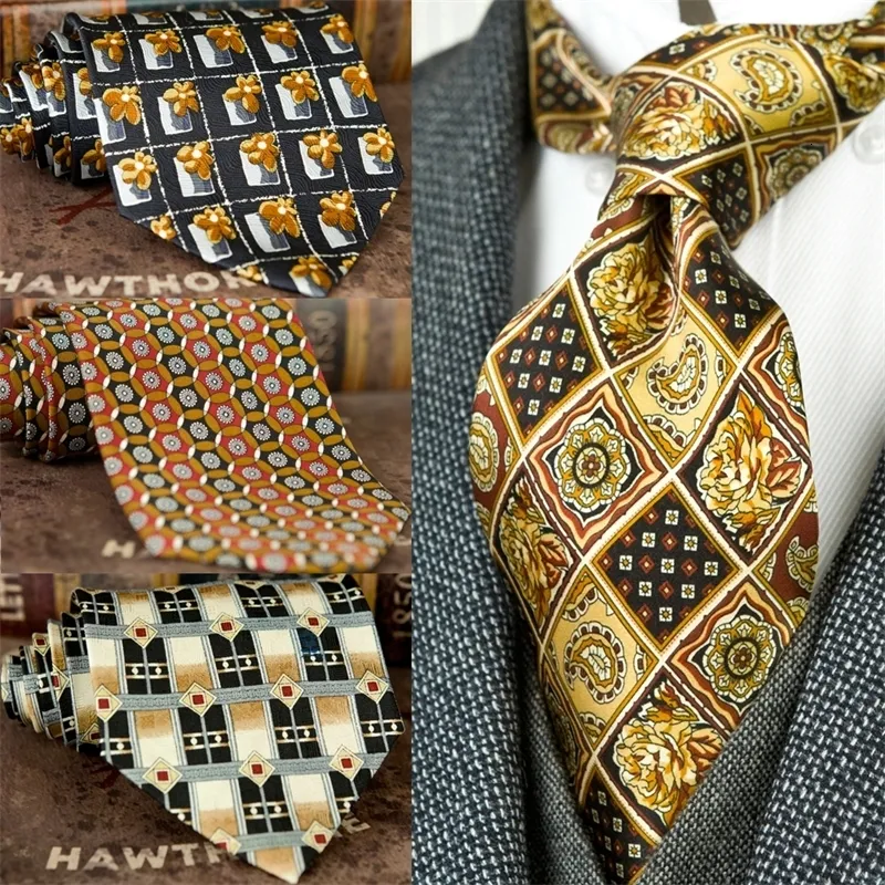 Gemelos Impresión hecha a mano Corbatas para hombre Patrón de corbata Paisley Geométrico 100 Seda Impreso Clásico Traje único Regalo para hombres 240119