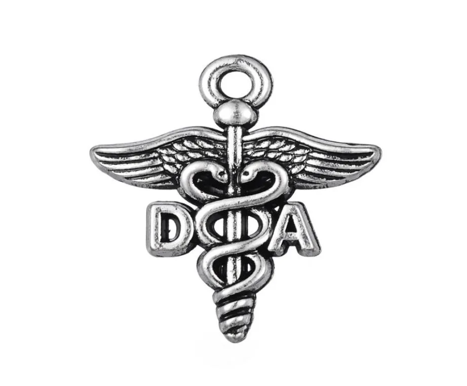 Whole Antique Silver Color Alloy DA Medical Charms Profession Caduceus Charm 50pcs 1822mm AAC15381708054