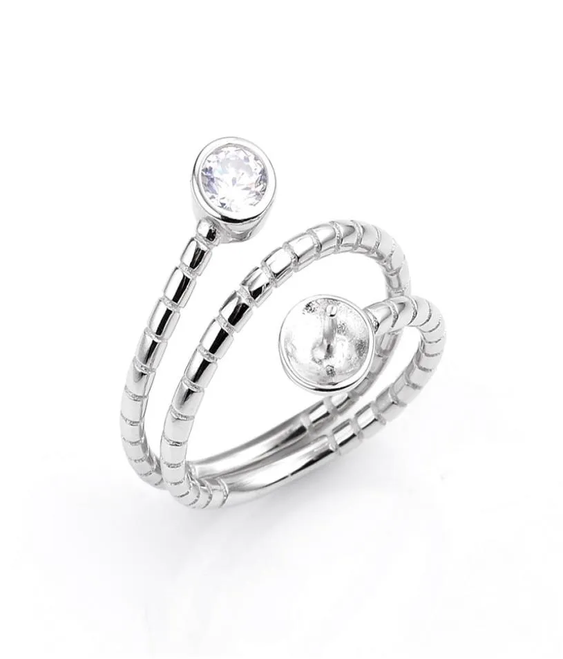 ジルコンジュエリーを備えた形のリングパールの設定Bijoux 925 Sterling Silver Rings Base DIY Indunts 5 Pieces4955935