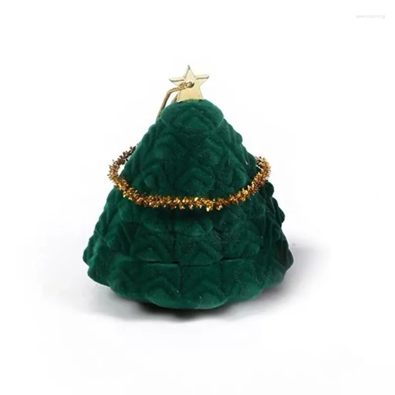 Jewelry Pouches Xmas Tree Ring Boxes Earring Pendant For Case Jewellry Display Hold