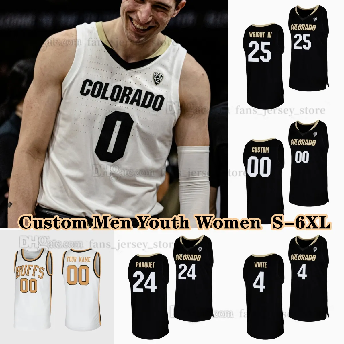 NCAA Custom S-6XL Colorado Buffaloes College Basketball 2 KJ Simpson Jerseys 44 Eddie Lampkin Jr.
