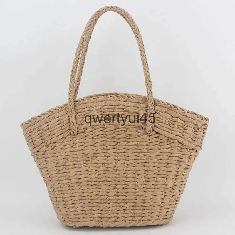 Shoulder Bags andmade Womens andbag Designer Straw Bag Boemian Woven Summer Beac Female Knied Tote ig Capacity Sopping BasketH24218