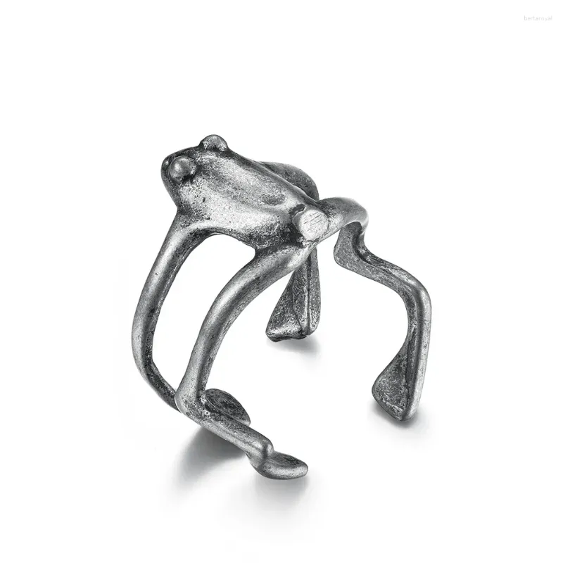 Cluster Rings Vintage Little Frog Stainless Steel Open Adjustable Toad Ring Hip-Hop Punk Jewelry