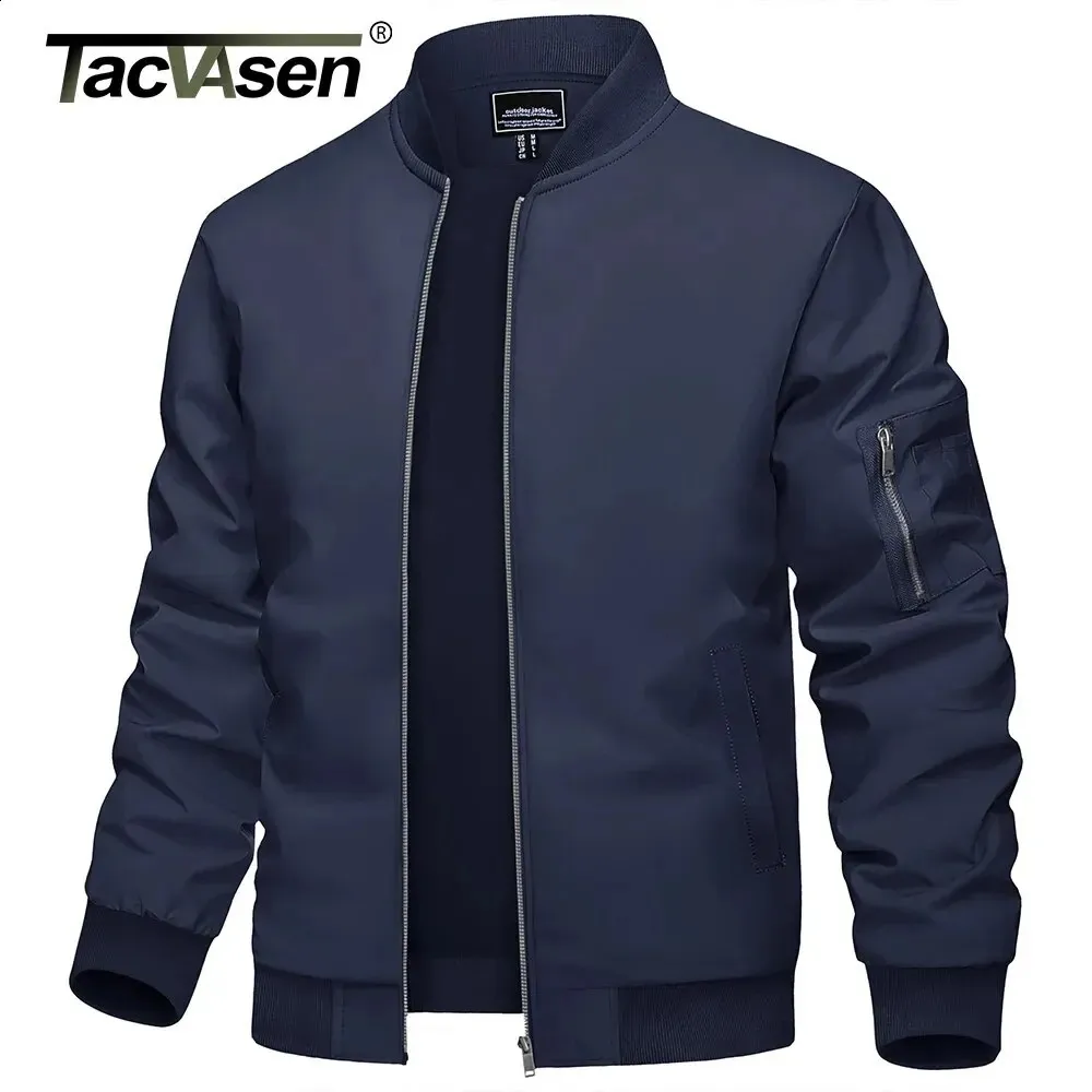 Tacvasen jaqueta de beisebol com zíper completo masculina, jaqueta casual para caminhada ao ar livre, caminhada, pesca, casaco corta-vento 240201