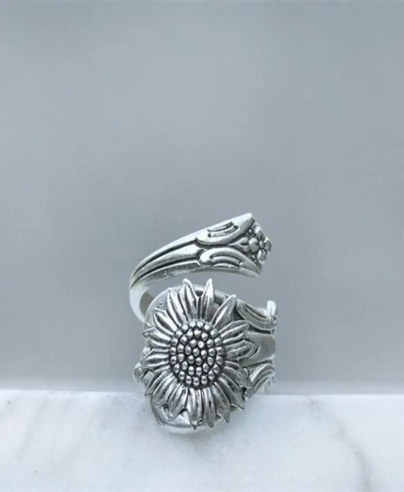 Böhmen Silber Farbe Löffel Gänseblümchen Ringe für Frauen Weibliche Wilde Blume Ring Boho Schmuck Zubehör6875503