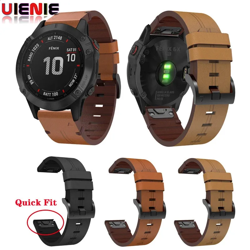 Bracelet de montre intelligent en cuir Easyfit, 26mm 22mm 20mm, à dégagement rapide, pour Garmin 7X 7 5s 7S 6X 6 Pro 3 3HR 240125