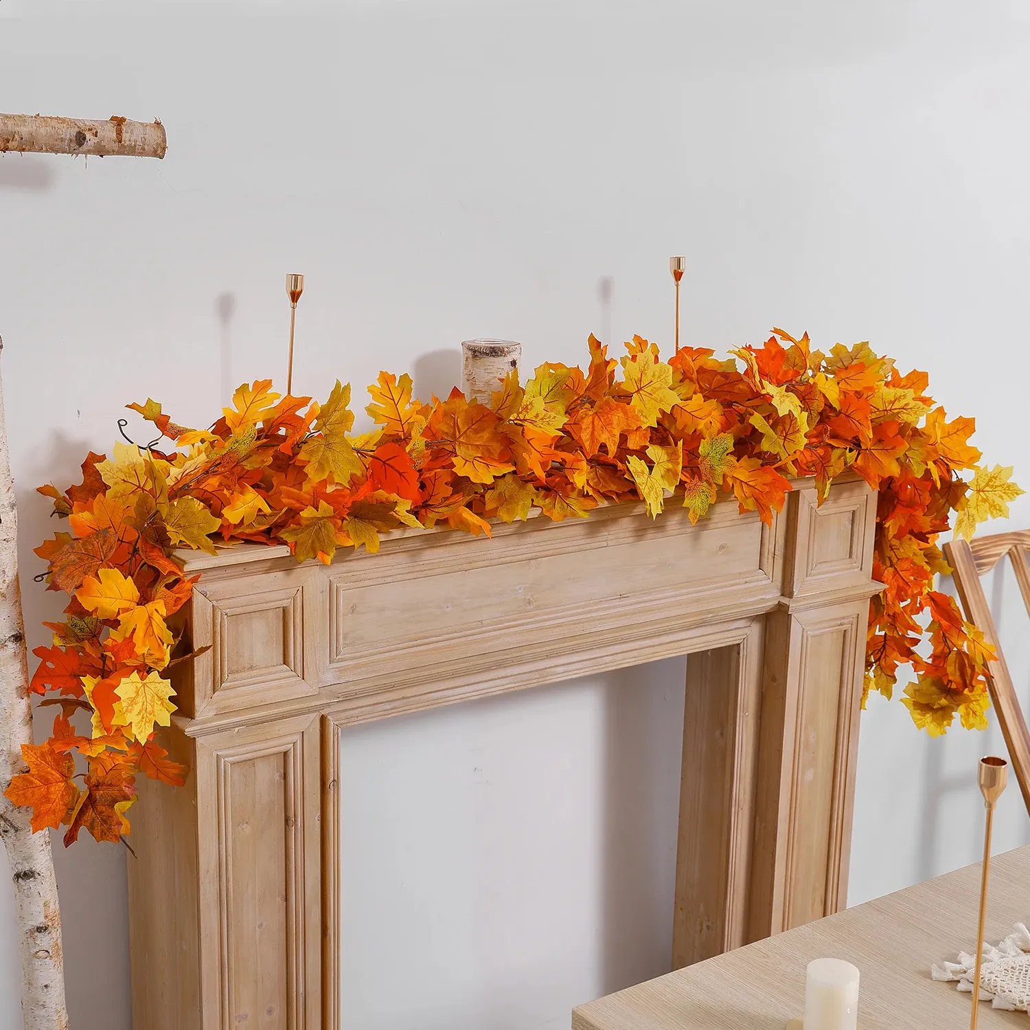 663 pouces feuilles de vigne d'érable artificielles guirlande de décoration d'automne Thanksgiving Halloween jardin pour fête de mariage décor d'automne à la maison 240127
