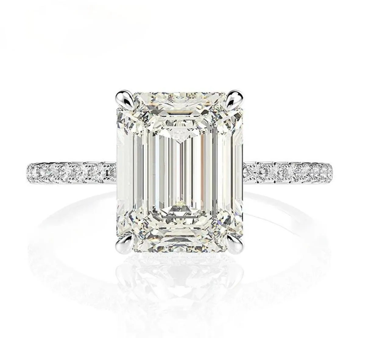 925 srebrne szmaragdowe szmaragdowe wycięte obrączki Diamond Moissanite dla kobiet luksusowa propozycja zaręczynowa Ring7807436