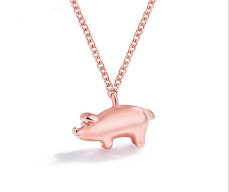 2019 Fashion Rose Gold Pig Pendant Halsband Lovely Collebone Chain Halsbandsmycken för Woman Gift197R9600359