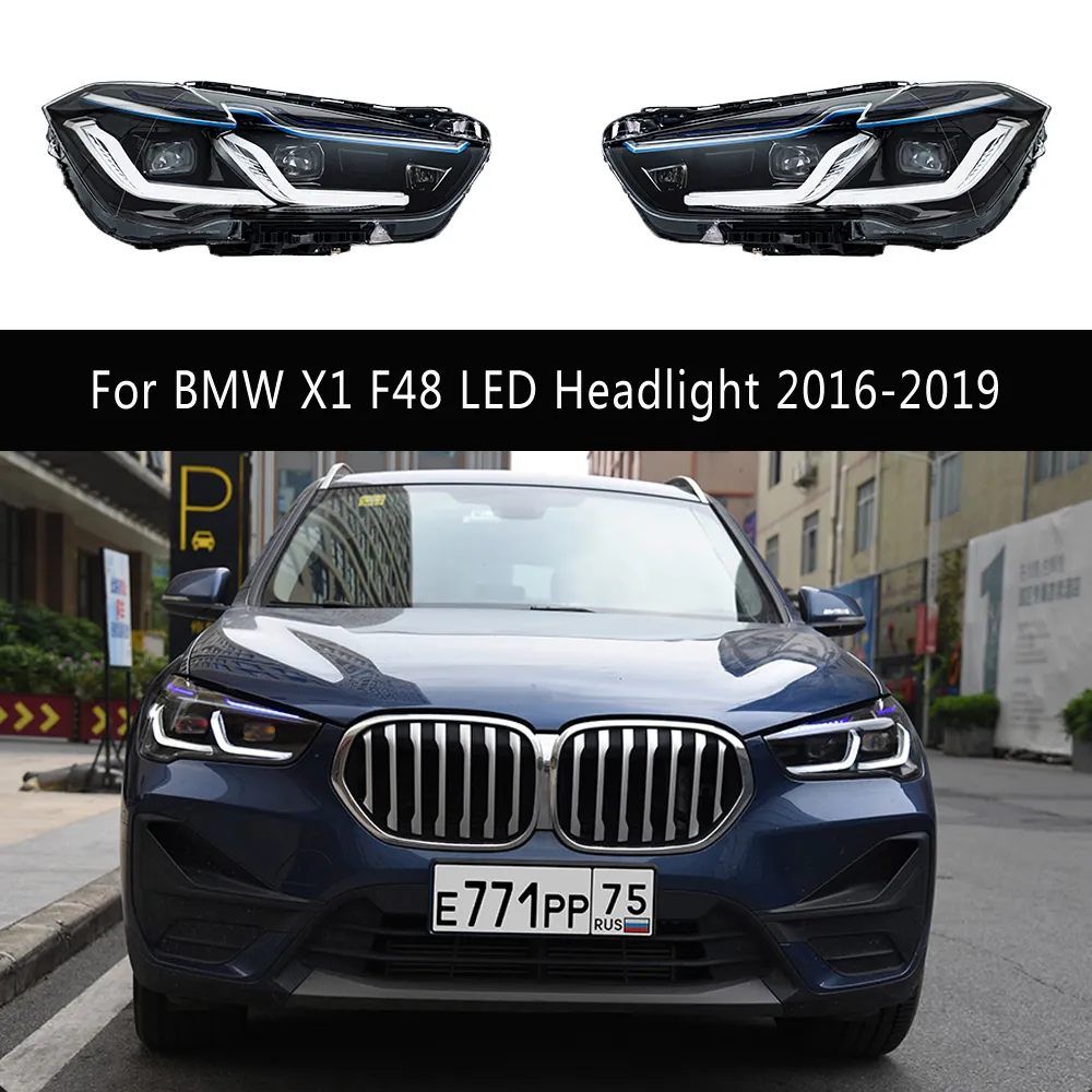 المصباح الأمامي نهار تشغيل لتيار لافتة لتيار إشارة انعطاف ل BMW X1 F48 LED مجموعة المصابيح الأمامية 16-19 العقد زاوية العيون جهاز العرض