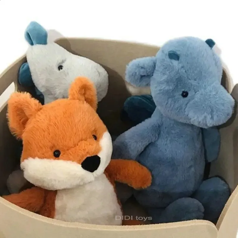 Söt Flying Dragon Plushies Simulation Fox Dinosaur Plush Toy Soft Cartoon Tyrannosaurus fylld docka Baby Bidrag barn gåva 240126